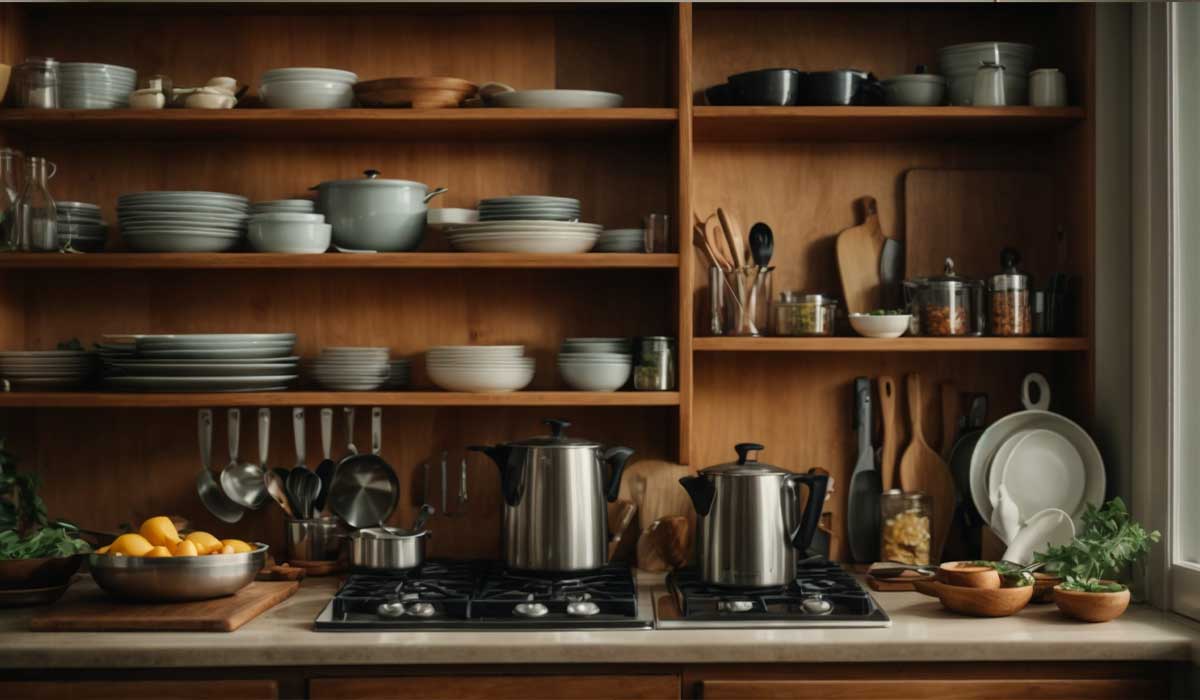 how to organize a small kitchen without cabinets